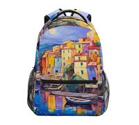 Sevdomey Picturesque Village Laptop Backpack, Waterproof 15L Stylish Lightweight Daypack with Multiple Pockets for Work, School & Travel