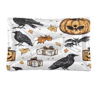 Sevdomey Pumpkins Dog Bed Cat Bed Kennel Bed Crate Mattress, Washable Soft Comfortable Pet Bed Pad with Non-Slip Bottom for Small Medium Large Dogs Cats, 45x60 cm