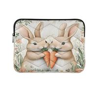 Sevdomey Rabbits Eat Carrots Laptop Sleeve 13.4 Inch, Slim Protective Computer Case with Soft Padding, Top Zipper Bag for Women & Men, Fits Most 13.3 Inch Laptops