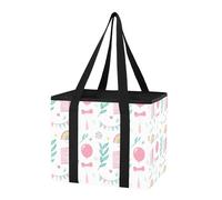 Sevdomey Rainbows Reusable Grocery Bags Large, Heavy Duty Water Resistant Foldable Storage Tote with Removable Bottom Board for Car Trunk, Picnic, Camping