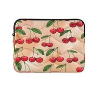 Sevdomey Red Cherries Laptop Sleeve 13.4 Inch, Slim Protective Computer Case with Soft Padding, Top Zipper Bag for Women & Men, Fits Most 13.3 Inch Laptops