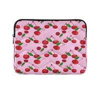Sevdomey Red Cherries Laptop Sleeve 15.6 Inch, Slim Protective Computer Case with Soft Padding, Top Zipper Bag for Women & Men, Fits Most 15 Inch Laptops
