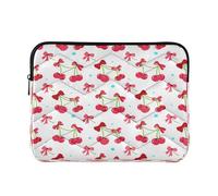 Sevdomey Red Cherries with Bows Laptop Sleeve 15.6 Inch, Slim Protective Computer Case with Soft Padding, Top Zipper Bag for Women & Men, Fits Most 15 Inch Laptops