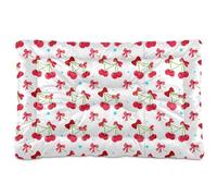 Sevdomey Red Cherries with Bows Pet Pads Kennel Bed Crate Mattress, Washable Soft Comfortable Pet Bed Pad with Non-Slip Bottom for Small Medium Large Dogs Cats, 45x60 cm