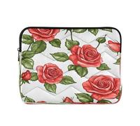 Sevdomey Red Roses Laptop Sleeve 15.6 Inch, Slim Protective Computer Case with Soft Padding, Top Zipper Bag for Women & Men, Fits Most 15 Inch Laptops