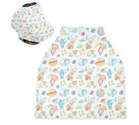 Sevdomey Rockets Nursing Car Seat Cover for Babies Newborns, Multi-Purpose Soft Breathable Breastfeeding Cover Nursing Scarf