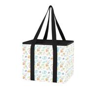 Sevdomey Rockets Reusable Grocery Bags Large, Heavy Duty Water Resistant Foldable Storage Tote with Removable Bottom Board for Car Trunk, Picnic, Camping