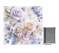 Sevdomey Roses and Bluebells Mahjong Mat 31.5 x 31.5“ | Anti-Slip Noise-Reducing Table Cover for Mahjong Poker Card Board Games, with Carry Bag