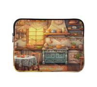 Sevdomey Rustic Kitchen Pattern Laptop Sleeve 13.4 Inch, Slim Protective Computer Case with Soft Padding, Top Zipper Bag for Women & Men, Fits Most 13.3 Inch Laptops
