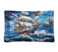 Sevdomey Sailing Ship Pet Pads Dog Bed Cat Bed Kennel Bed Crate Mattress, Washable Soft Comfortable Pet Bed Pad with Non-Slip Bottom for Small Medium Large Dogs Cats, 60x90 cm