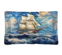 Sevdomey Sailing Ship Pet Pads Dog Bed Cat Bed Kennel Bed Crate Mattress, Washable Soft Comfortable Pet Bed Pad with Non-Slip Bottom for Small Medium Large Dogs Cats, 45x60 cm