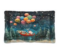Sevdomey Santa Claus Flying in His Sleigh Pet Pads Dog Bed Cat Bed Kennel Bed Crate Mattress, Washable Soft Comfortable Pet Bed Pad with Non-Slip Bottom for Small Medium Large Dogs Cats, 45x60 cm