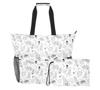 Sevdomey Space Rockets Beach Tote Bag Large 36L with Wet Dry Compartment, Waterproof Travel Gym Pool Swim Sandproof Carryall