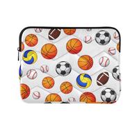 Sevdomey Sports Balls Laptop Sleeve 15.6 Inch, Slim Protective Computer Case with Soft Padding, Top Zipper Bag for Women & Men, Fits Most 15 Inch Laptops