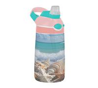 Sevdomey Starfish on The Beach Kids Water Bottle with Straw for Girls Boys, Stainless Steel Insulated Leakproof Water 480ml for School Nursery Travel Sports