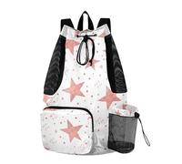 Sevdomey Stars and Dots Lightweight Drawstring Backpack Gym Sack with Wet Dry Bag Swim Beach Travel Sports