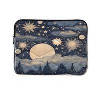 Sevdomey Stars and Moon Laptop Sleeve 13.4 Inch, Slim Protective Computer Case with Soft Padding, Top Zipper Bag for Women & Men, Fits Most 13.3 Inch Laptops