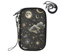 Sevdomey Stars Moons Lightweight Water-Resistant Multi-Pocket Passport Holder Organizer
