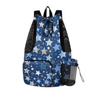 Sevdomey Stars Pattern Lightweight Drawstring Backpack Gym Sack with Wet Dry Bag Swim Beach Travel Sports