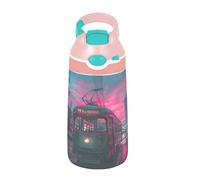Sevdomey Streetcar at Sunset Kids Water Bottle with Straw for Girls Boys, Stainless Steel Insulated Leakproof Water 480ml for School Nursery Travel Sports