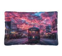 Sevdomey Streetcar at Sunset Pet Pads Dog Bed Cat Bed Kennel Bed Crate Mattress, Washable Soft Comfortable Pet Bed Pad with Non-Slip Bottom for Small Medium Large Dogs Cats, 45x60 cm