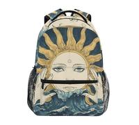 Sevdomey Sun and Eyes Laptop Backpack, Waterproof 15L Stylish Lightweight Daypack with Multiple Pockets for Work, School & Travel