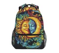 Sevdomey Sun and Moon Laptop Backpack, Waterproof 15L Stylish Lightweight Daypack with Multiple Pockets for Work, School & Travel