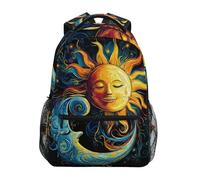 Sevdomey Sun and Moon Laptop Backpack, Waterproof 15L Stylish Lightweight Daypack with Multiple Pockets for Work, School & Travel