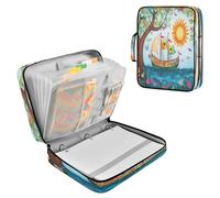 Sevdomey Sun and Ship Waterproof Expanding File Folder, Accordion Document Organizer with Zipper & Sticky Labels, Large Capacity A4/Letter Size for Office Home