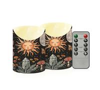 Sevdomey Sun Moon and Stars Flameless Candles with Remote Control, Realistic Flame Candles, 24H Timer Battery Operated LED Battery Candles for Home Decor