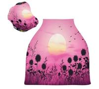 Sevdomey Sunset Sunflower Nursing Car Seat Cover for Babies Newborns, Multi-Purpose Soft Breathable Breastfeeding Cover - Car Seat Covers - Nursing Scarf