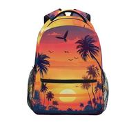 Sevdomey Sunset with Palm Trees Laptop Backpack, Waterproof 15L Stylish Lightweight Daypack with Multiple Pockets for Work, School & Travel