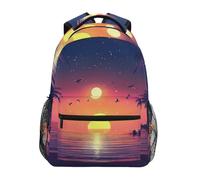 Sevdomey Sunset with Palm Trees Laptop Backpack, Waterproof 15L Stylish Lightweight Daypack with Multiple Pockets for Work, School & Travel
