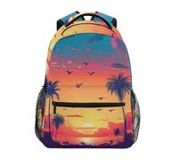 Sevdomey Sunset with Palm Trees Laptop Backpack, Waterproof 15L Stylish Lightweight Daypack with Multiple Pockets for Work, School & Travel