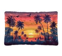 Sevdomey Sunset with Palm Trees Pet Pads Dog Bed Cat Bed Kennel Bed Crate Mattress, Washable Soft Comfortable Pet Bed Pad with Non-Slip Bottom for Small Medium Large Dogs Cats, 45x60 cm
