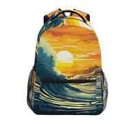 Sevdomey Surfer Riding Waves Laptop Backpack, Waterproof 15L Stylish Lightweight Daypack with Multiple Pockets for Work, School & Travel