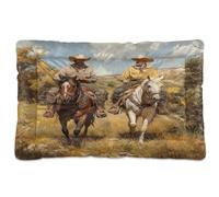 Sevdomey Two Cowboys Pet Pads Dog Bed Cat Bed Kennel Bed Crate Mattress, Washable Soft Comfortable Pet Bed Pad with Non-Slip Bottom for Small Medium Large Dogs Cats, 60x90 cm