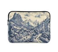 Sevdomey Village in The Mountains Laptop Sleeve 13.4 Inch, Slim Protective Computer Case with Soft Padding, Top Zipper Bag for Women & Men, Fits Most 13.3 Inch Laptops