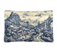 Sevdomey Village in The Mountains Pet Pads Dog Bed Cat Bed Kennel Bed Crate Mattress, Washable Soft Comfortable Pet Bed Pad with Non-Slip Bottom for Small Medium Large Dogs Cats, 45x60 cm