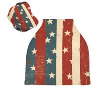 Sevdomey Vintage American Flag Nursing Car Seat Cover for Babies Newborns, Multi-Purpose Soft Breathable Breastfeeding Cover - Car Seat Covers - Nursing Scarf