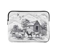 Sevdomey Vintage Farm Scene Laptop Sleeve 13.4 Inch, Slim Protective Computer Case with Soft Padding, Top Zipper Bag for Women & Men, Fits Most 13.3 Inch Laptops