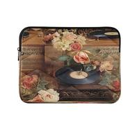 Sevdomey Vintage Record Player Laptop Sleeve 13.4 Inch, Slim Protective Computer Case with Soft Padding, Top Zipper Bag for Women & Men, Fits Most 13.3 Inch Laptops