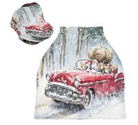 Sevdomey Vintage Red Christmas Car Nursing Car Seat Cover for Babies Newborns, Multi-Purpose Soft Breathable Breastfeeding Cover - Car Seat Covers - Nursing Scarf