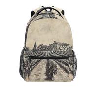 Sevdomey Vintage Vineyard Landscape Laptop Backpack, Waterproof 15L Stylish Lightweight Daypack with Multiple Pockets for Work, School & Travel