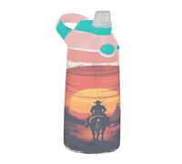 Sevdomey Vintage Western Cowboys Kids Water Bottle with Straw for Girls Boys, Stainless Steel Insulated Leakproof Water 480ml for School Nursery Travel Sports