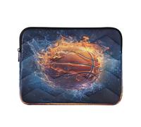 Sevdomey Water and Fire Basketball Laptop Sleeve 15.6 Inch, Slim Protective Computer Case with Soft Padding, Top Zipper Bag for Women & Men, Fits Most 15 Inch Laptops