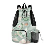 Sevdomey Watercolor Baby Dragons Lightweight Drawstring Backpack Gym Sack with Wet Dry Bag Swim Beach Travel Sports
