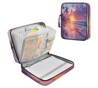 Sevdomey Watercolor Beach Sunset Waterproof Expanding File Folder, Accordion Document Organizer with Zipper & Sticky Labels, Large Capacity A4/Letter Size for Office Home