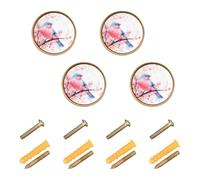 Sevdomey Watercolor Bird Decorative Cabinet Knobs Round Zinc Solid, Cabinet Hardware Handles Knobs for Bathroom Cabinet Dresser Cupboard & Wardrobe, 1-1/4 Inch
