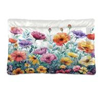 Sevdomey Watercolor Blooming Flowers Pet Pads Dog Bed Cat Bed Kennel Bed Crate Mattress, Washable Soft Comfortable Pet Bed Pad with Non-Slip Bottom for Small Medium Large Dogs Cats, 45x60 cm